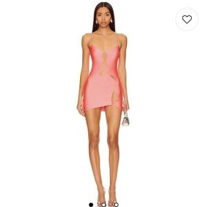 Mother of All Zya Neon Neon Orange Plunge Neck Sleeveless Bodycon Mini Dress